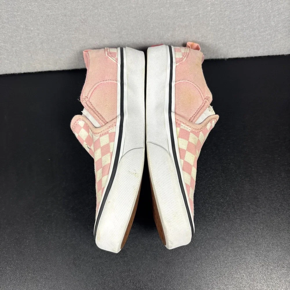 Vans Shoes Youth Size 1 Missy Off The Wall Check Skate Loafer 508731 Pink Fabric